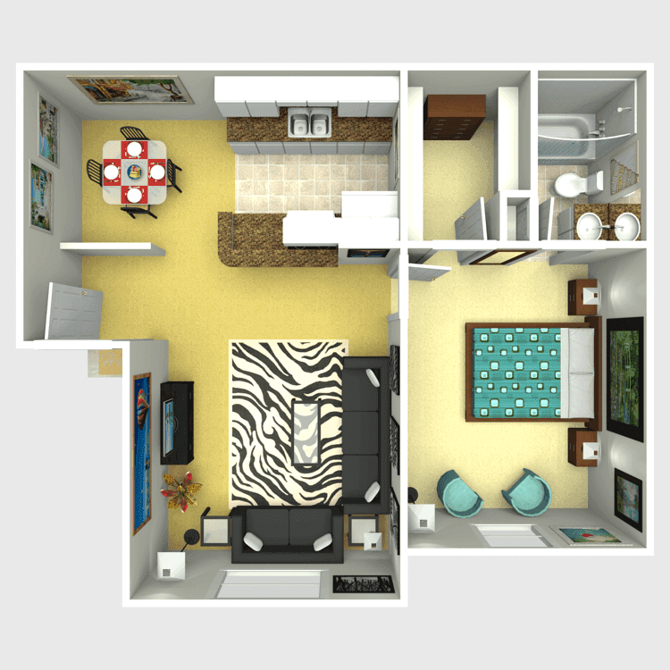 1 Bed • 1 Bath B floor plan