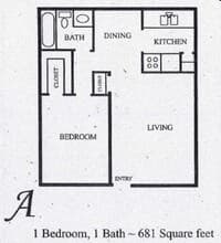 1 Bedroom 1 Bathroom 213 floor plan