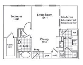 1B - Carlton - Sunroom 931 floor plan