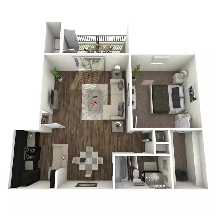1 Bed • 1 Bath Aspen floor plan