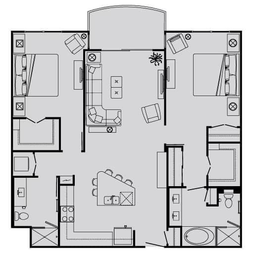 2 Beds • 2 Bath 139 floor plan