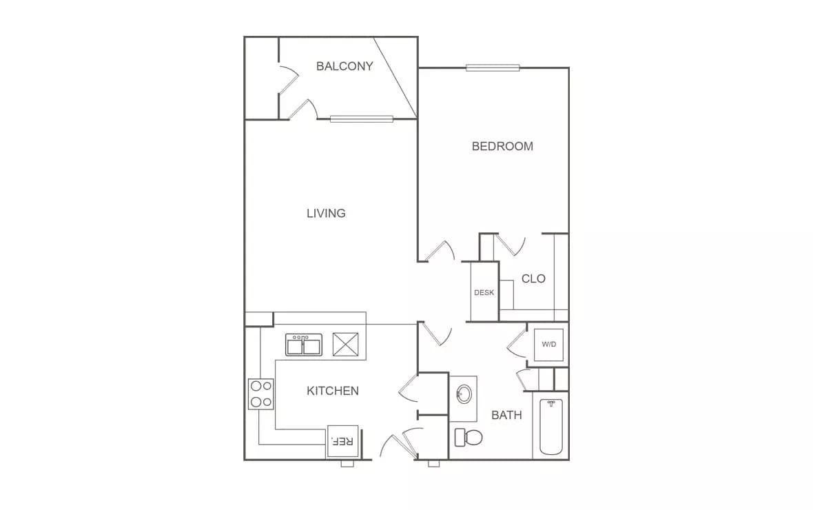 1 Bed • 1 Bath A1 floor plan