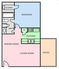 One Bed / One Bath 2205 floor plan