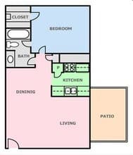 One Bed / One Bath 2504 floor plan