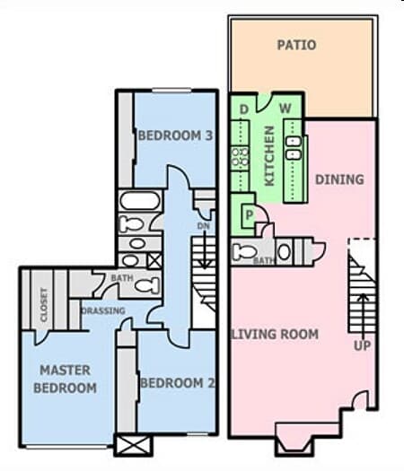 Three Bed / Two and a Half Bath 2602 floor plan