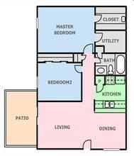 Two Bed / One Bath 1723 floor plan