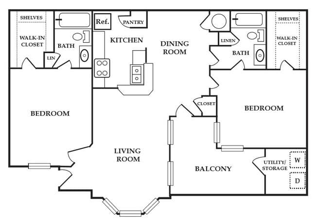 2 Bedroom - 2 Bath 01-0920 floor plan