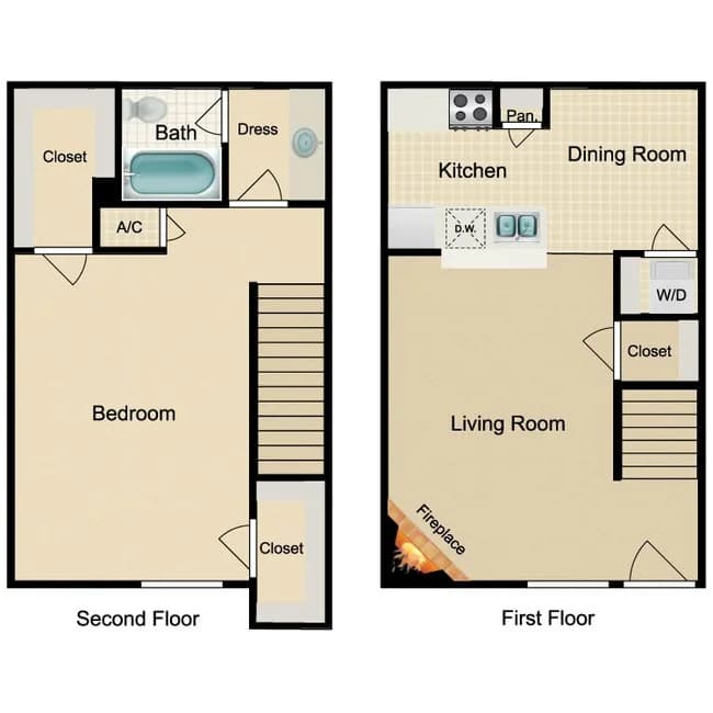 1 Bed • 1 Bath 2611 floor plan