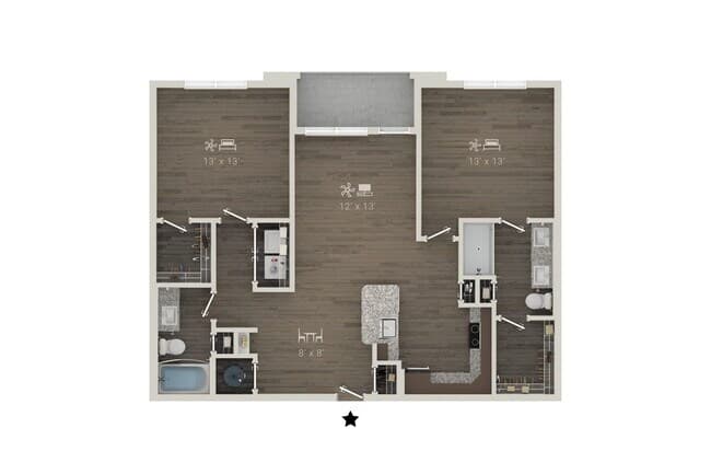 2 Beds • 2 Bath 1414 floor plan