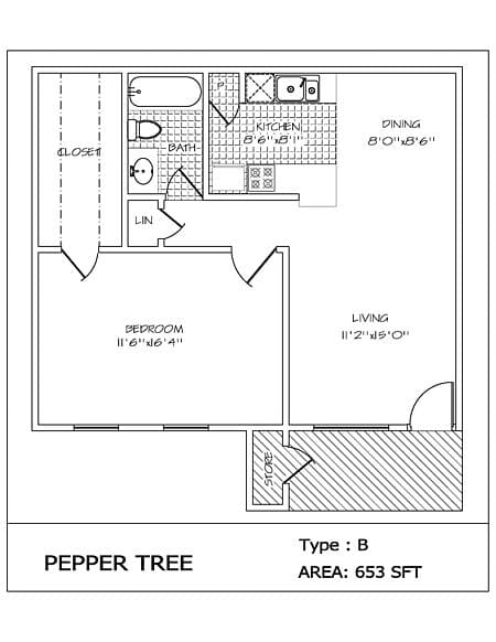 One Bed / One Bath 0819 floor plan