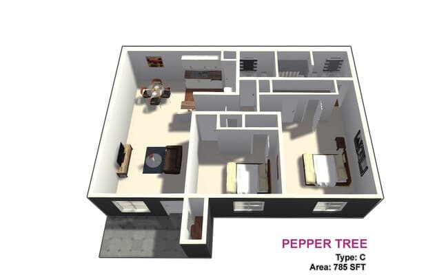 Two Bed / Two Bath 1123 floor plan