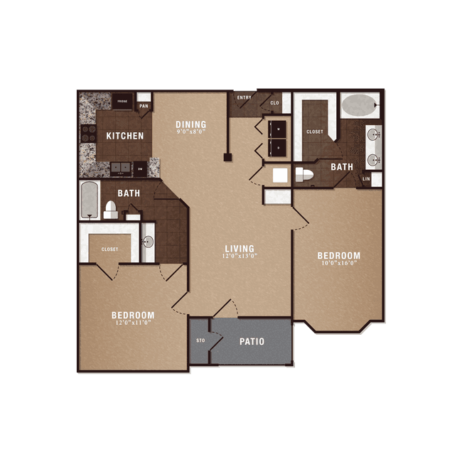B1 2x2 1436 floor plan