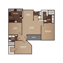 B3 2x2 w/study 1213 floor plan