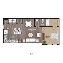 A1 One Bedroom, One Bathroom 12425 floor plan