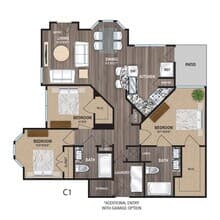C1 - Three Bedroom Two Bathroom 00301 floor plan