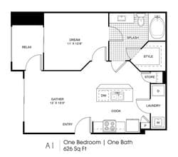 One Bedroom One Bathroom 8208 floor plan