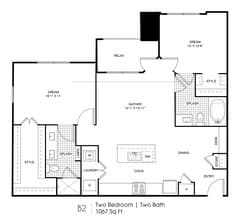 Two Bedroom Two Bathroom 2307 floor plan