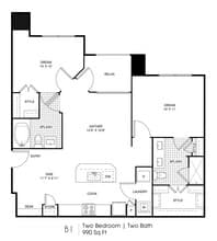 Two Bedroom Two Bathroom 11204 floor plan