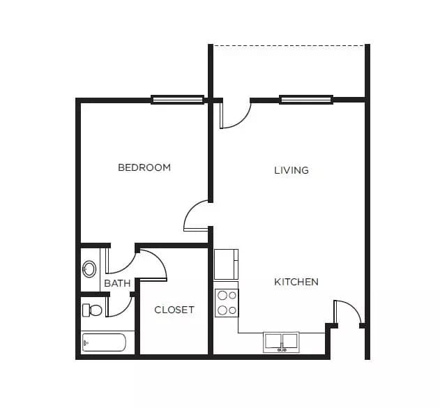 1 Bed /1 Bath 1112 floor plan