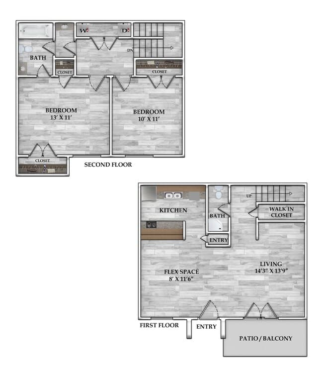 2x1.5 TH 978 SF 1106 floor plan