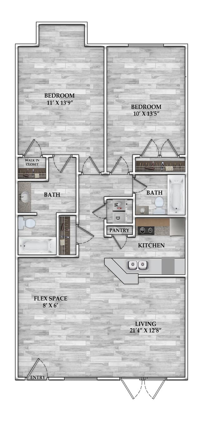 2x2 946 SF 1408 floor plan
