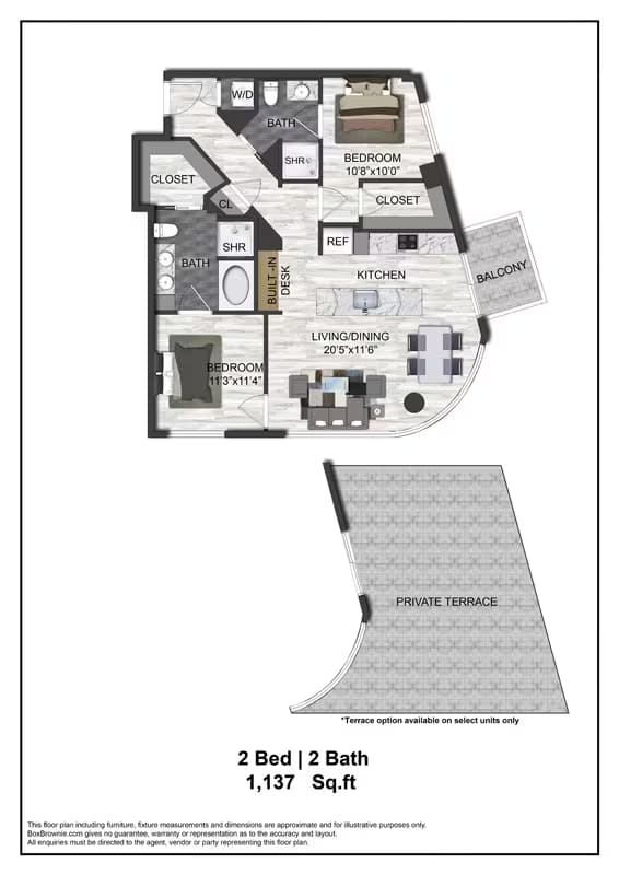 2 Beds • 2 Bath 1509 floor plan