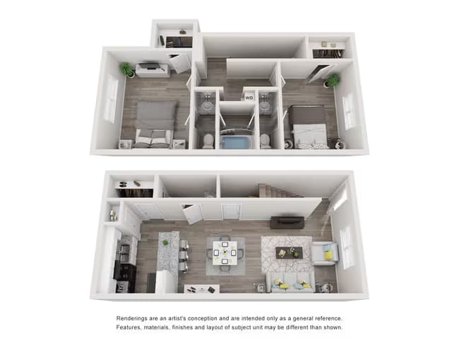 2 Bedroom 1.5 Bath Townhome 231 floor plan
