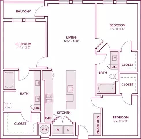3 Beds • 2 Bath 1013 floor plan