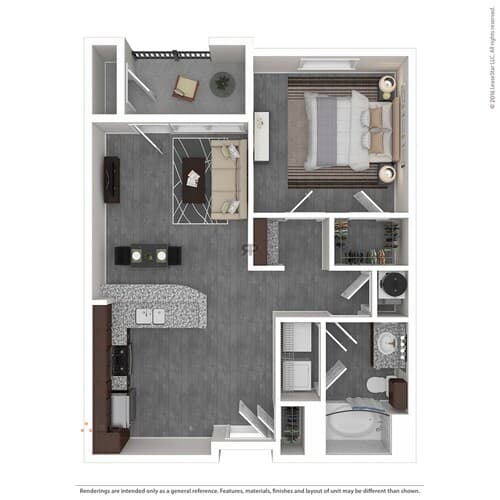 1 Bedroom 1 Bathroom 219 floor plan