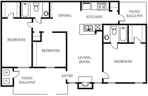 3B2BE Flat AW3103E floor plan