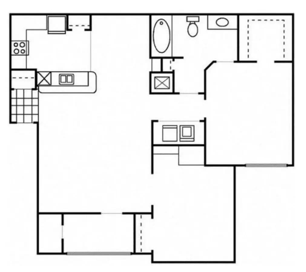 2 Beds • 1 Bath 916 floor plan