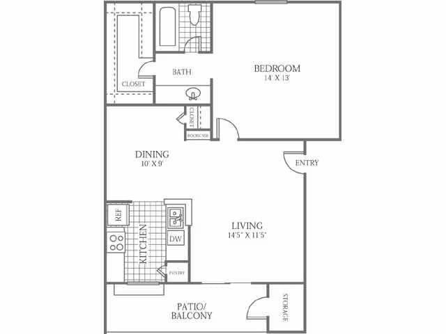 1 Bed • 1 Bath 1206 floor plan