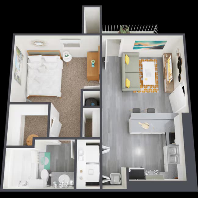 1 Bed • 1 Bath 1212 floor plan