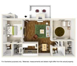 2x2 946 SF 807 floor plan