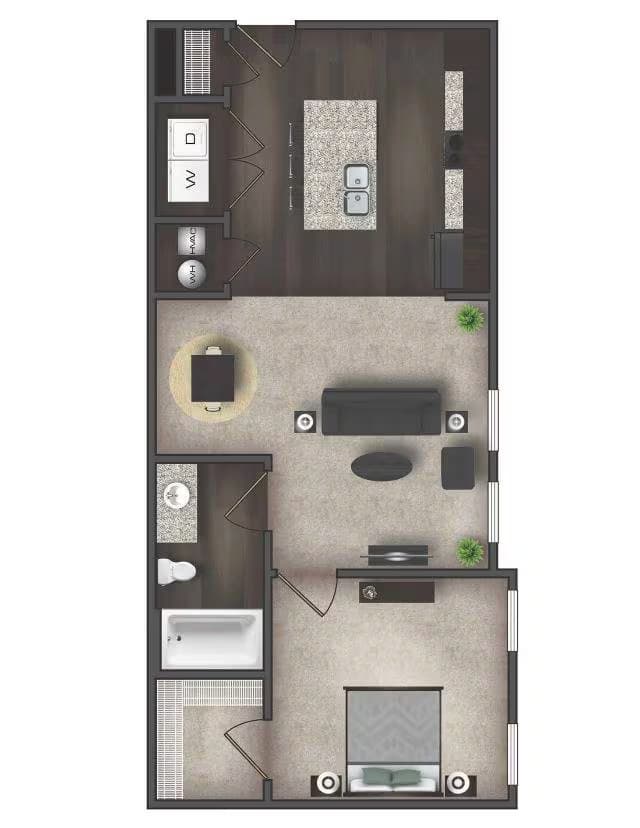 1 Bed • 1 Bath 2130 floor plan