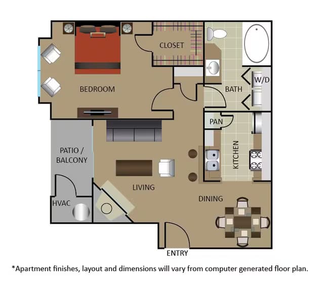 1 Bed • 1 Bath 3108 floor plan