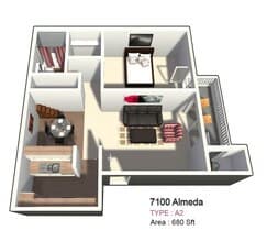 One Bedroom/One Bathroom 0426 floor plan