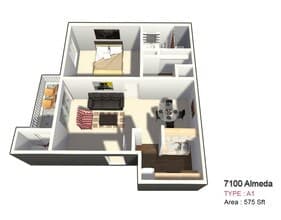 One Bedroom/One Bathroom 0306 floor plan