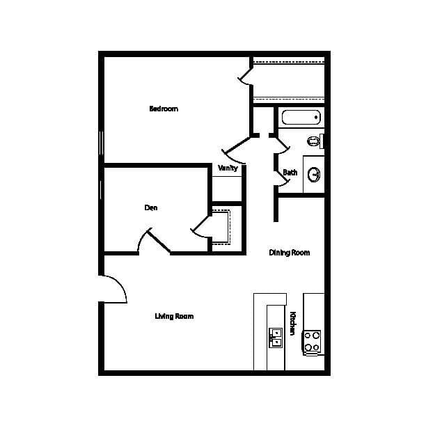 2 Beds • 1 Bath 507 floor plan