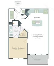 A2 1x1 719 sf 2214 floor plan
