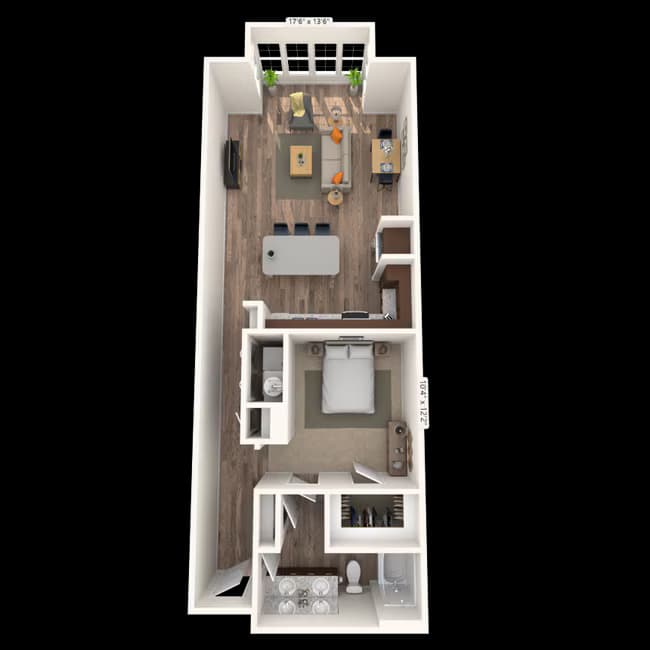 Traditional 1x1 749-982 SF 302 floor plan