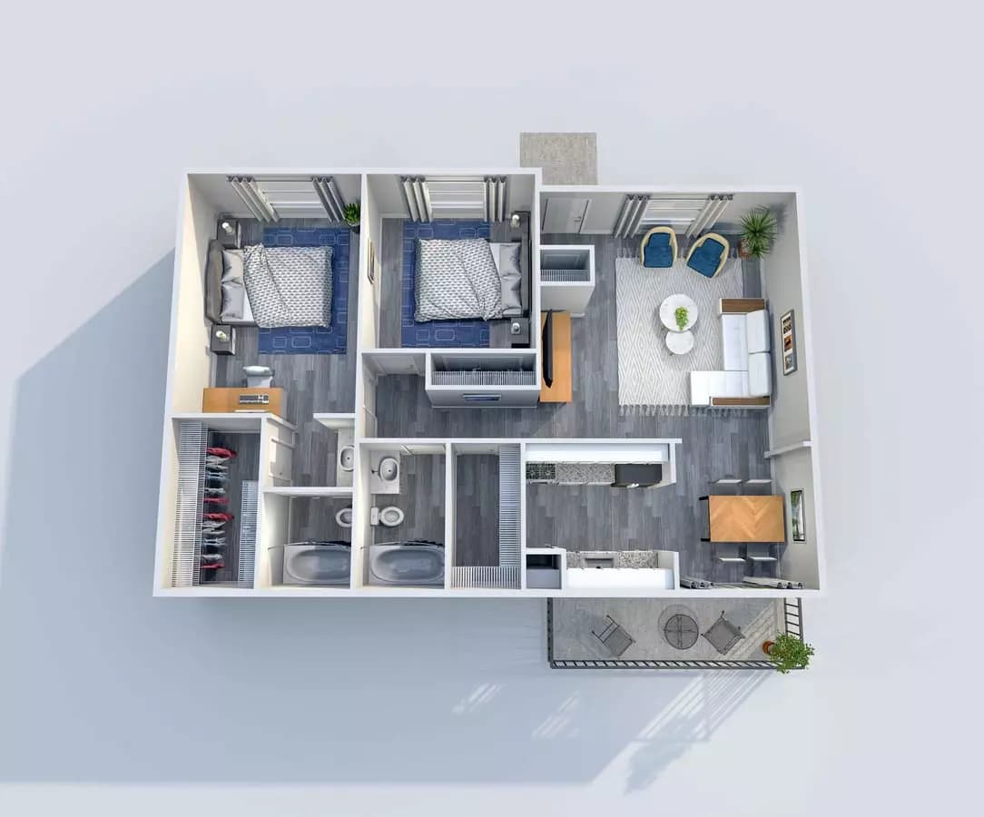 B4 2x2 204 floor plan