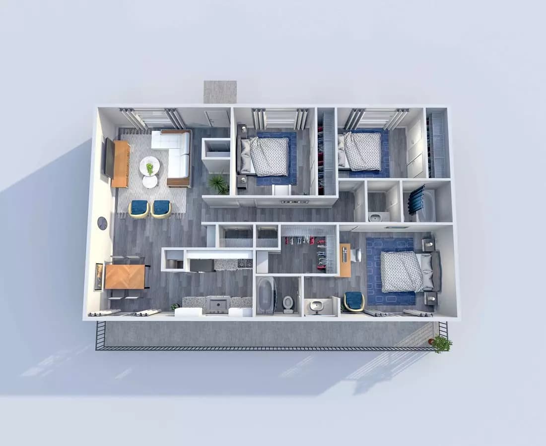 3 Beds • 2 Bath 410 floor plan