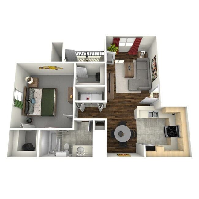 1 Bed • 1 Bath 0612 floor plan