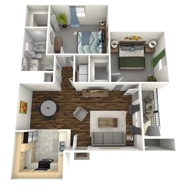 2 Beds • 2 Bath 0536 floor plan