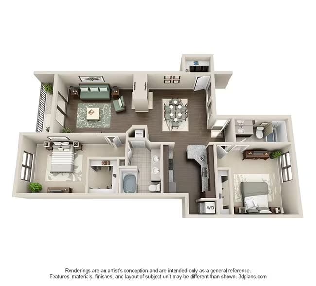 2 Beds • 2 Bath 3404 floor plan