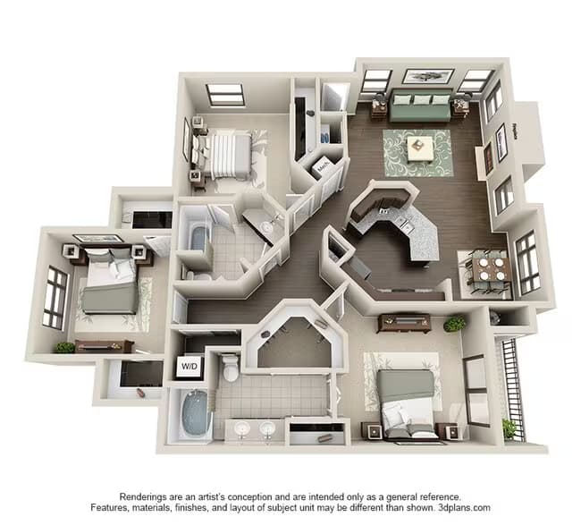 3 Beds • 2 Bath 1606 floor plan