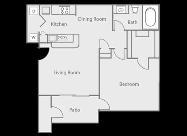1 Bed • 1 Bath 0423 floor plan