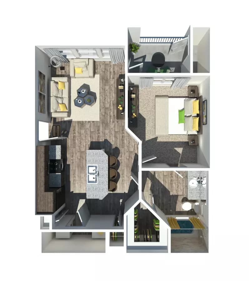 The Cocoa 1 bedroom 1 bathroom 6212 floor plan