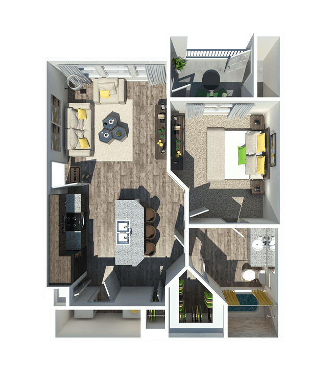1 Bed • 1 Bath 7308 floor plan